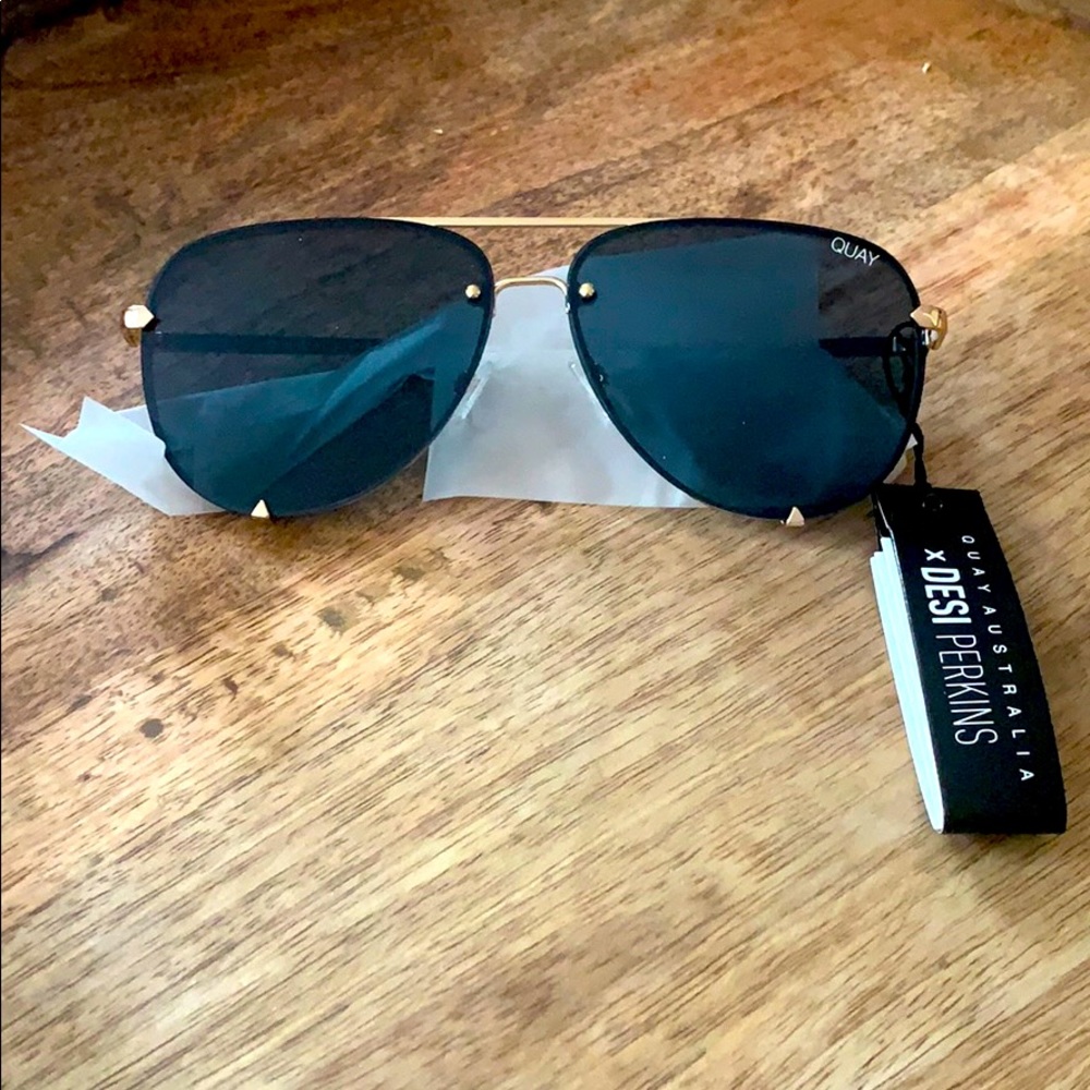QUAY Desi Perkins High Key Rimless Sunglasses